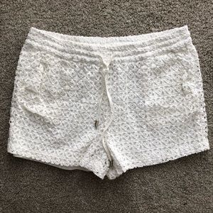 Anthropologie Elevenses White Lace Shorts